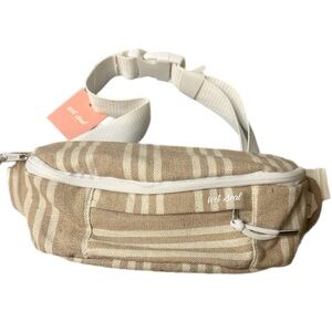 Boho wet seal fanny waist pack, new, belt bag, tan and cream color stripes